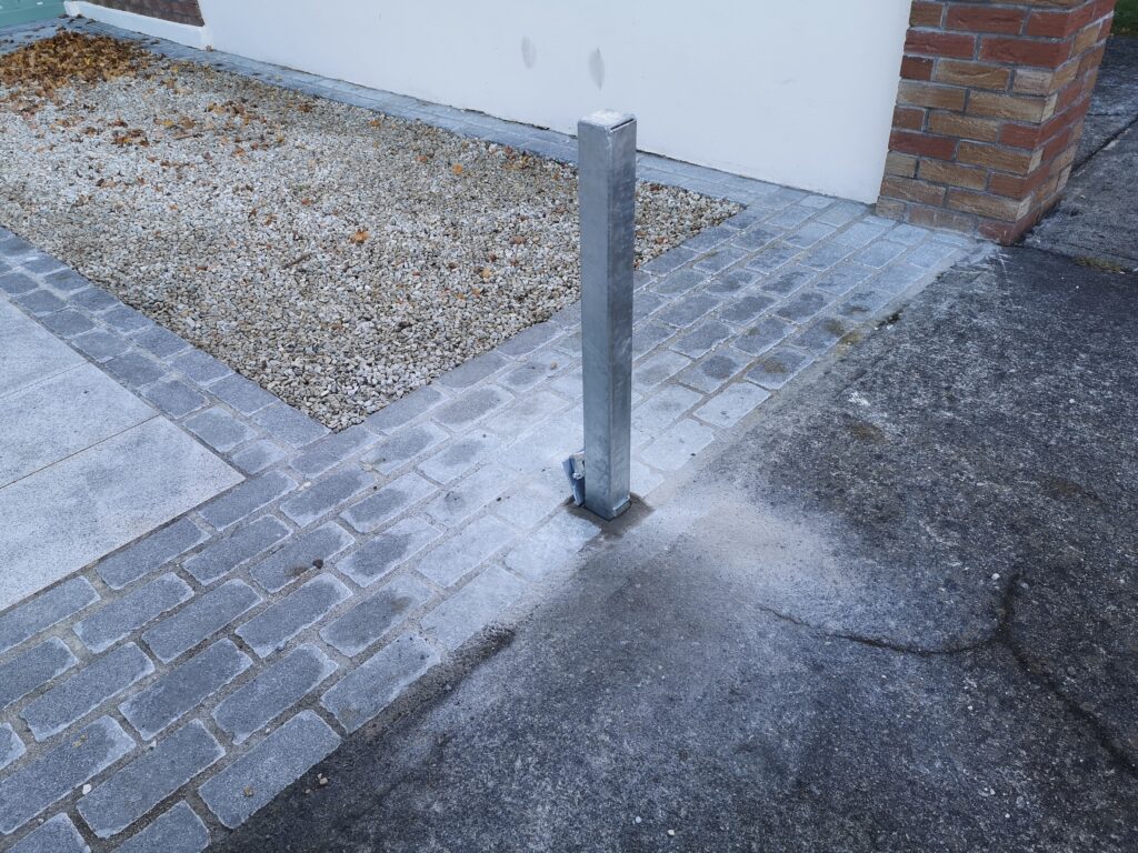 driveway security posts made in Ireland . We make and install security posts to protect your car, van, camper, trailer or caravan from theft